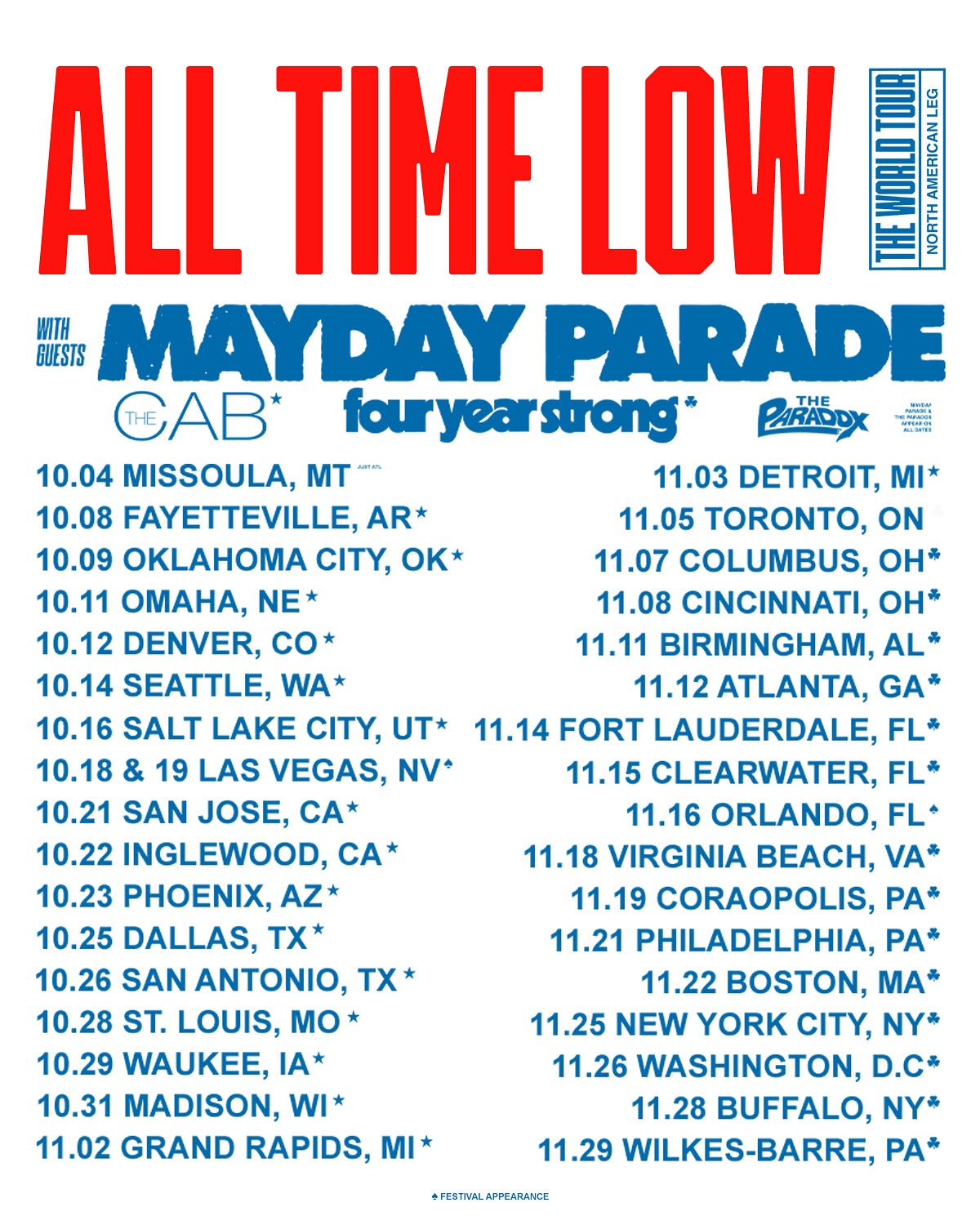 All Time Low EVERYONE'S TALKING Tour Poster 2025-2026