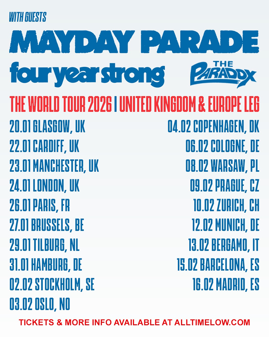 All Time Low EVERYONE'S TALKING Tour Poster 2026